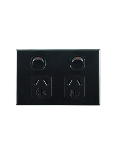 Connected SwitchgearBasix S Series Black Double PowerPoint - CS-BS-POD10B